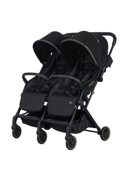 Prego 2236 London Yanyana İkiz Bebek Arabası Siyah