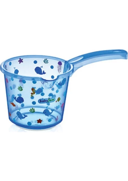 Babyjem Desenli Bebek Banyo Maşrapası Şeffaf Mavi