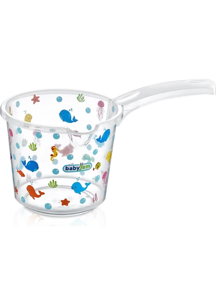Babyjem Desenli Bebek Banyo Maşrapası Şeffaf Beyaz