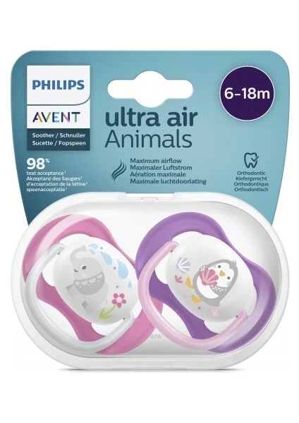 Philips Avent SCF080/08 Ultra Air Silikon Emzik 6-18 Ay Kız