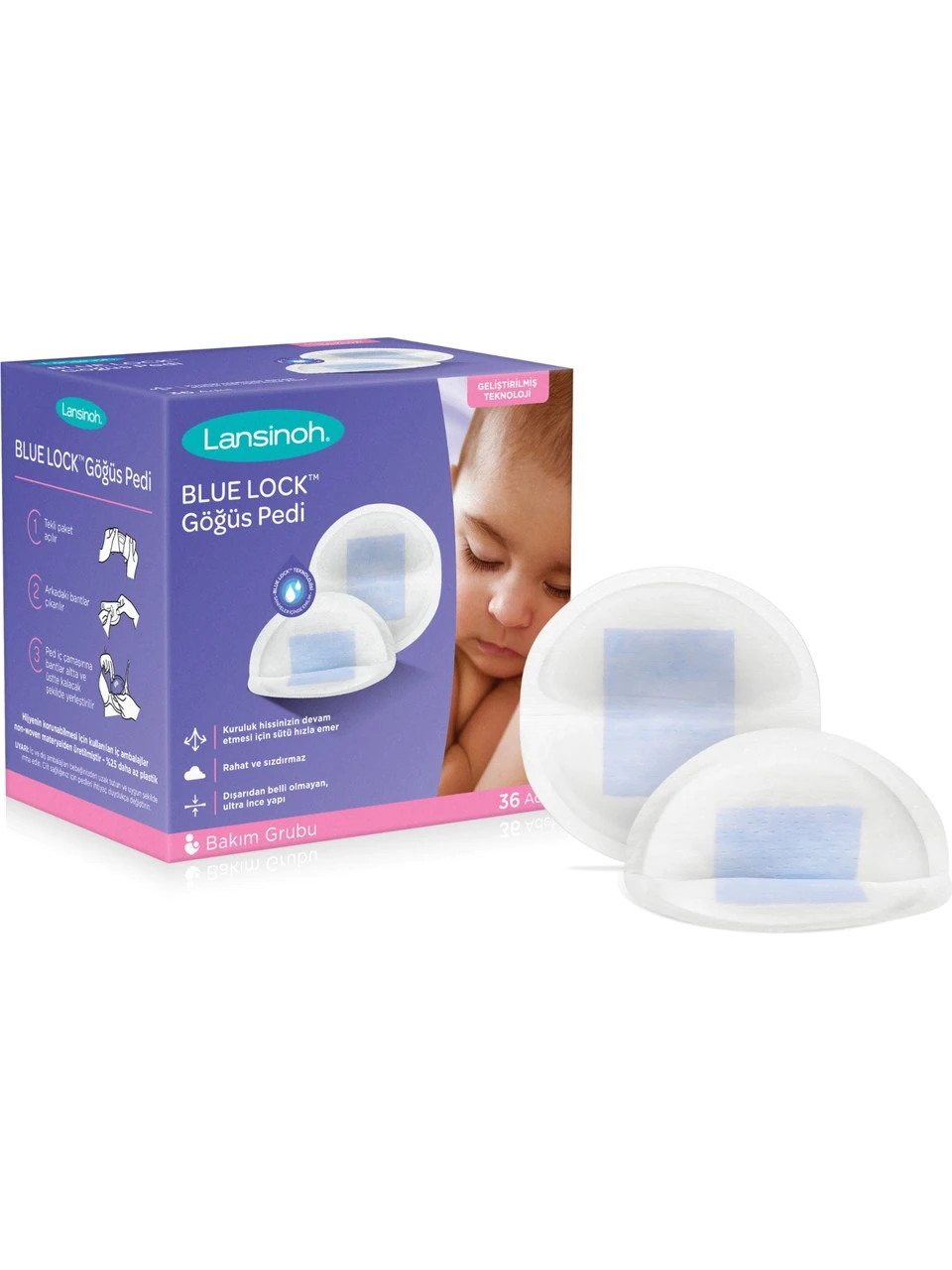 Lansinoh Blue Lock Göğüs Pedi 36lı