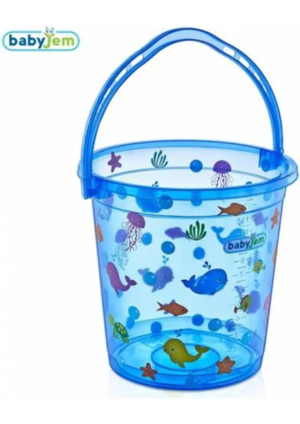 Babyjem Desenli Şeffaf Bebek Banyo Kovası Mavi