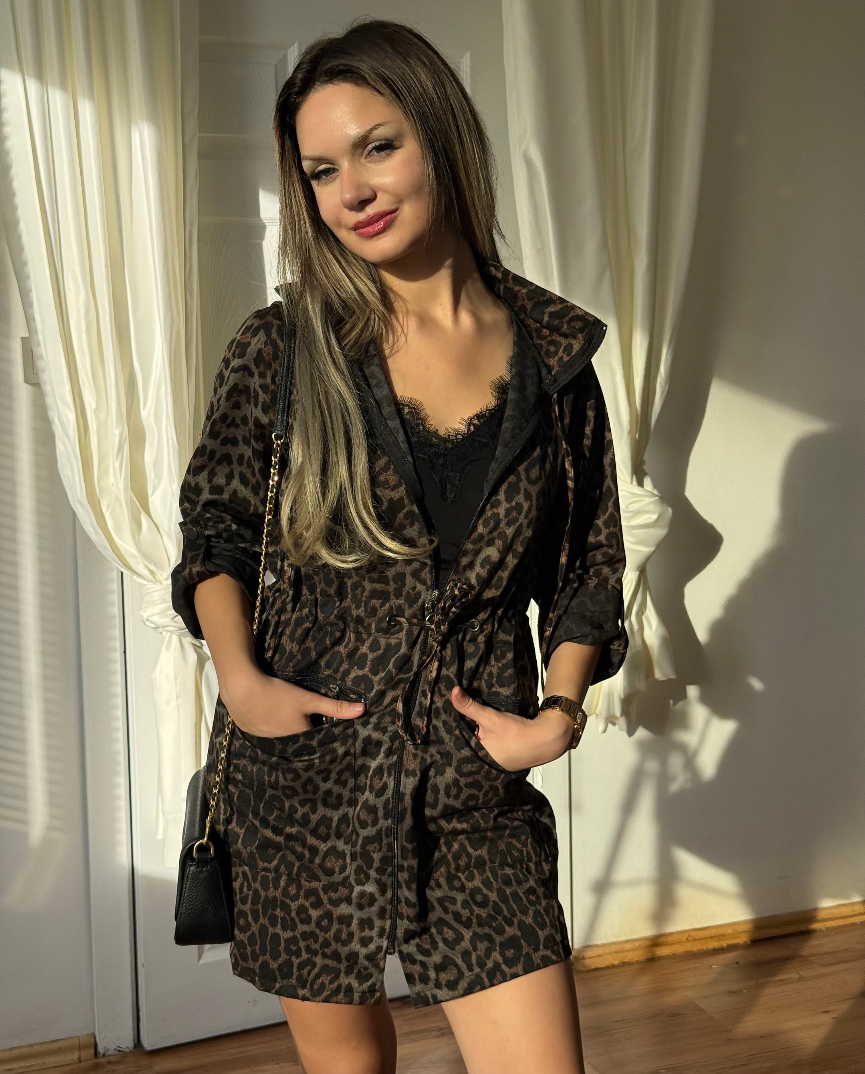 Raven Ceket - kahverengi leopar