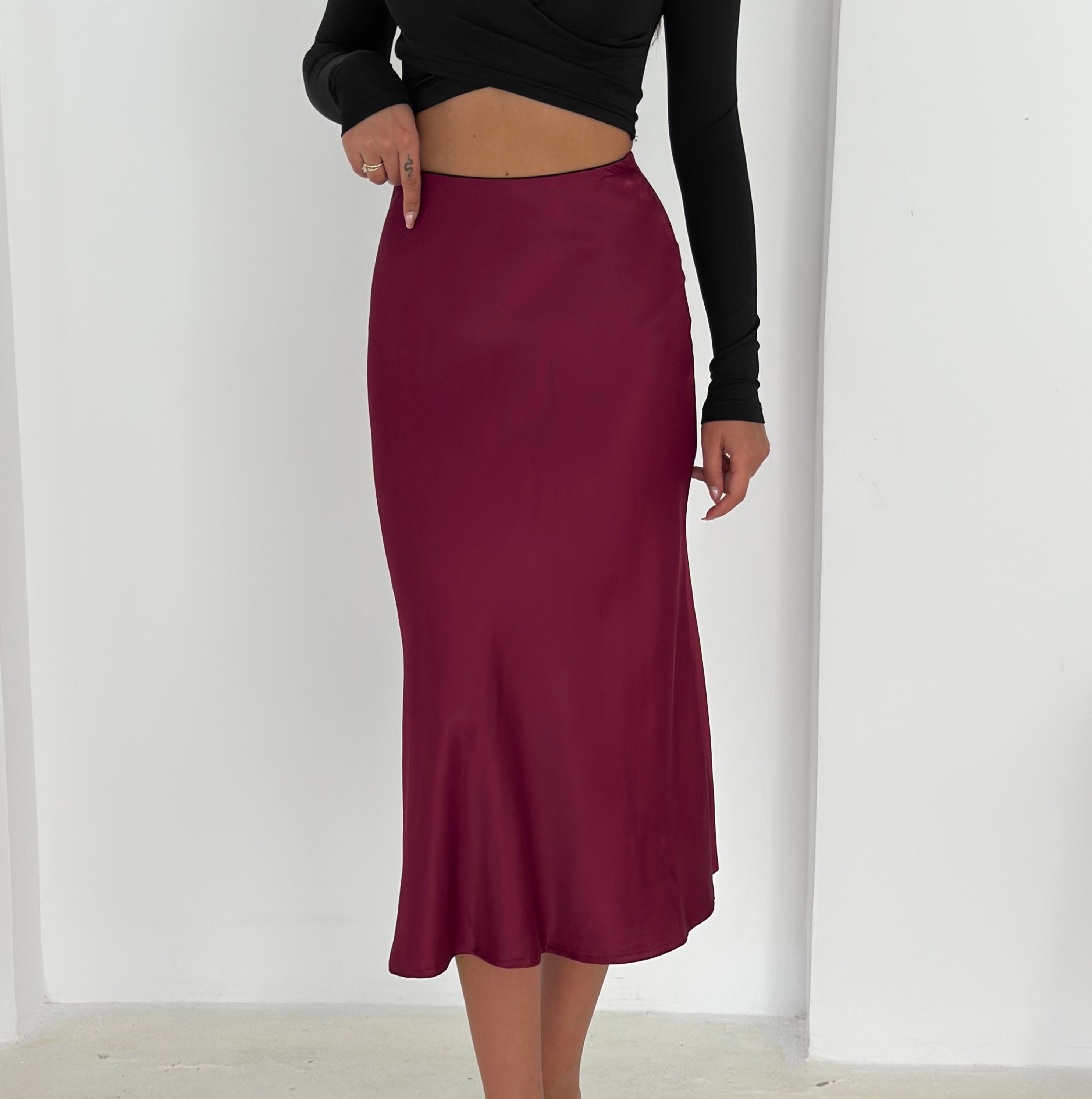 Emily Saten Etek - Bordo