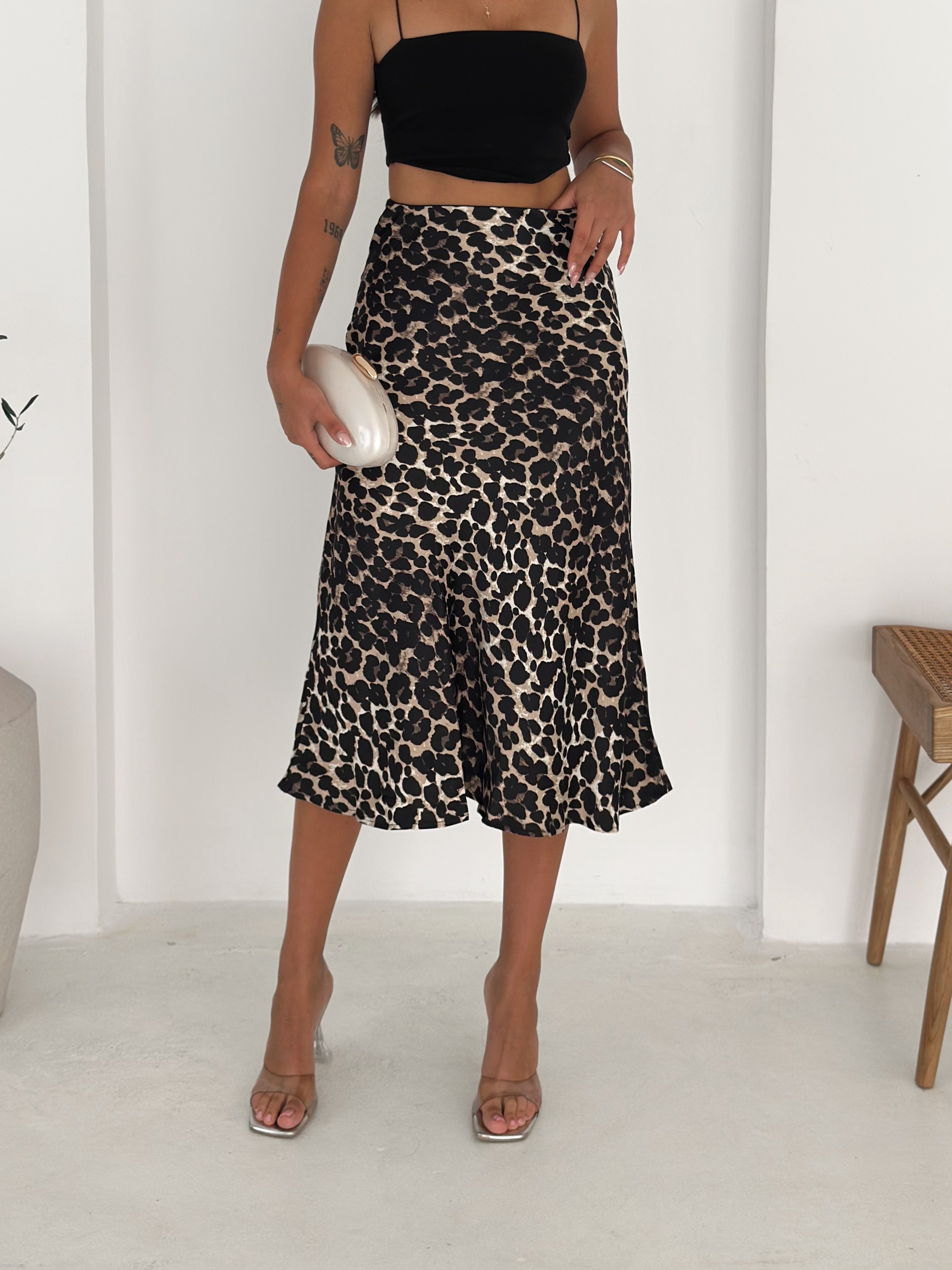 Emily Saten Etek - kahverengi leopar