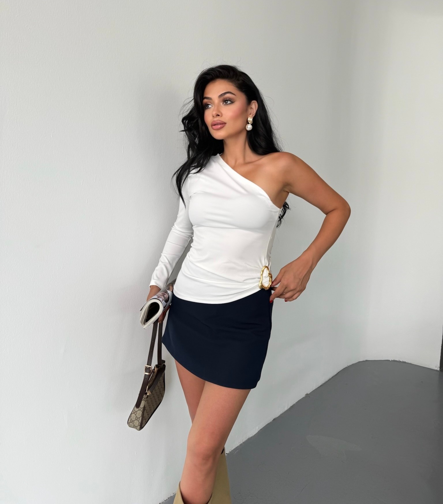 Melody Toka Detaylı Bluz - Beyaz