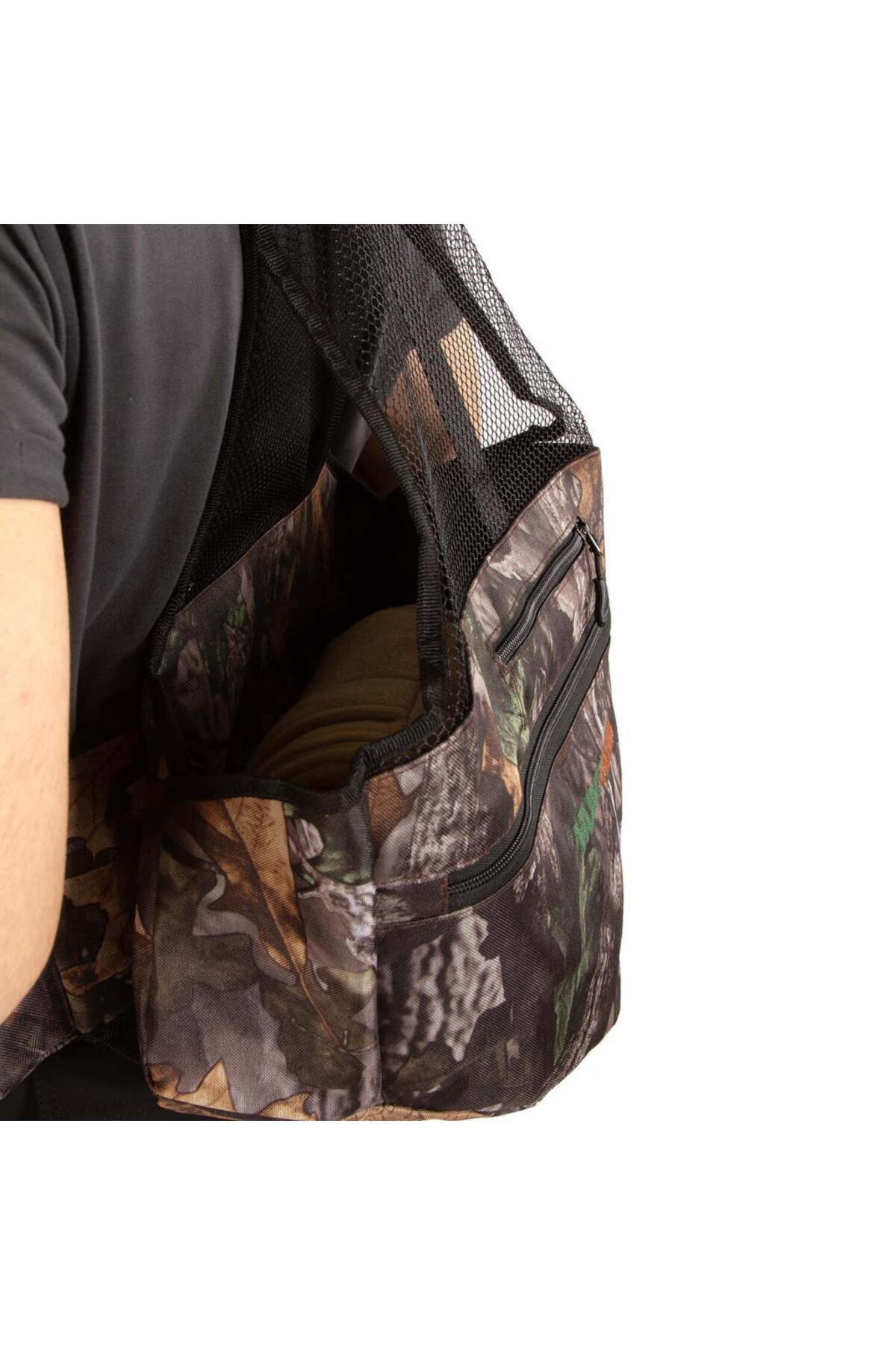 VestPack Orman Kamuflaj Çantalı Avcı Yeleği Ayarlanabilir Beden