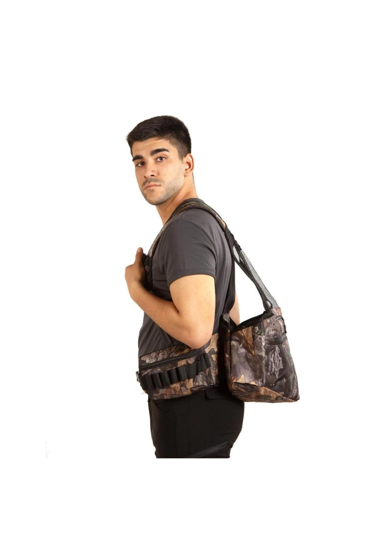 VestPack Orman Kamuflaj Çantalı Avcı Yeleği Ayarlanabilir Beden