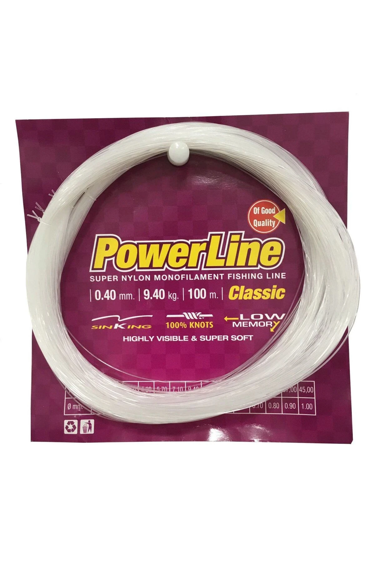 PowerLine Beyaz 100 mt Poşet Misina 0,40 mm.