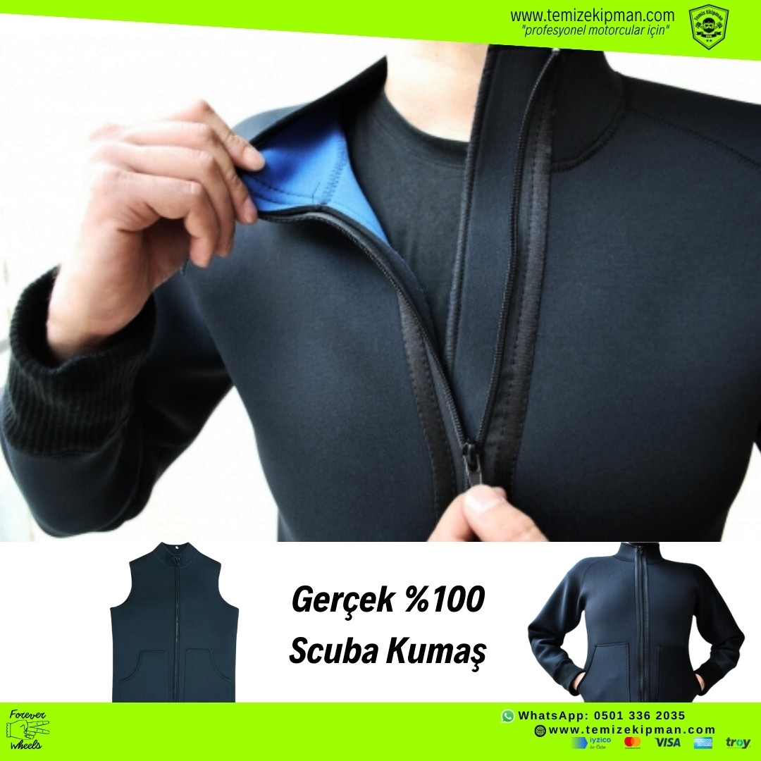 GERÇEK NEOPREN SCUBA KUMAŞ SU VE RÜZGAR GEÇİRMEZ YELEK / CEKET