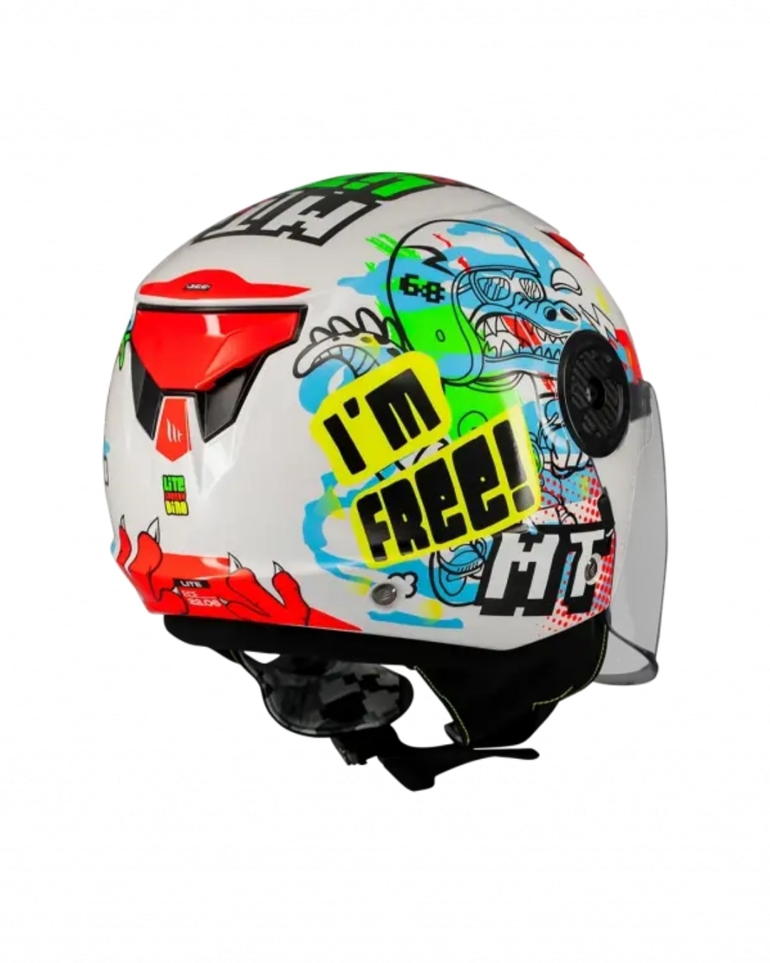 Mt Helmets Kıd Lite Dino A0 Parlak Beyaz Yarım Çocuk Motosiklet Kaskı