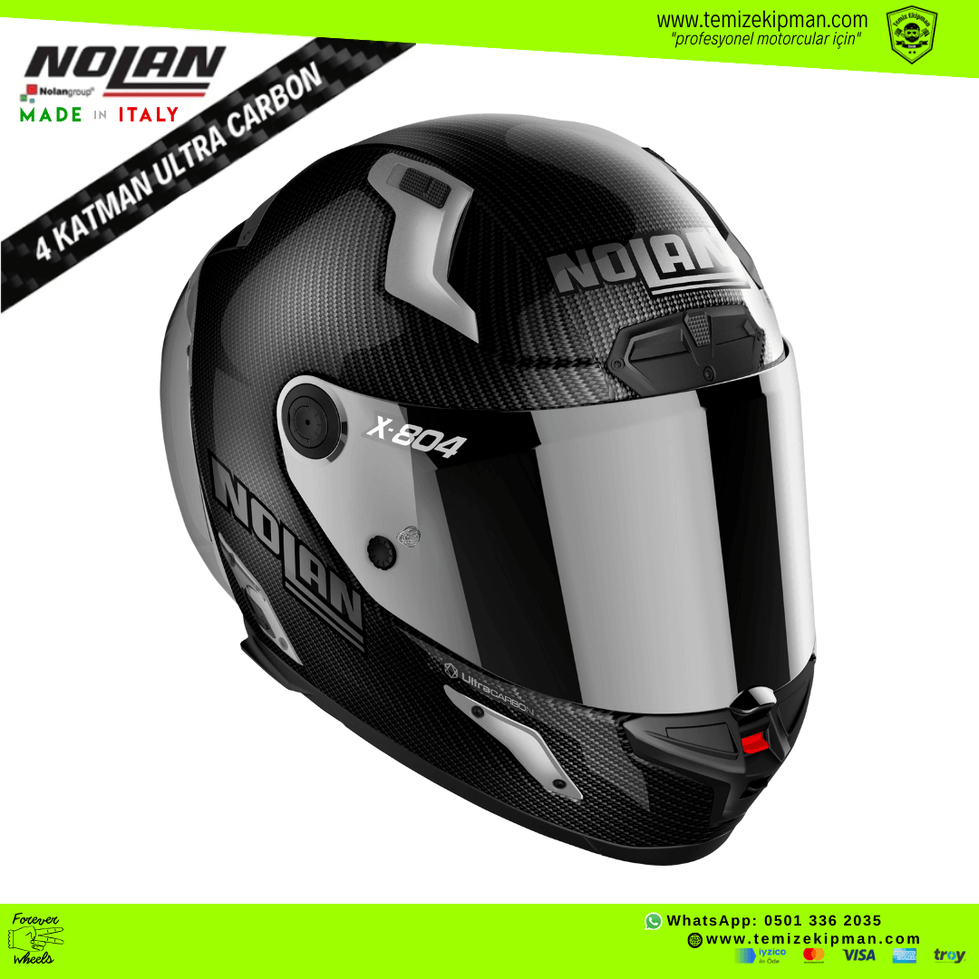 NOLAN X-804 RS ULTRA CARBON SILVER EDITIDON FULLFACE MOTOSİKLET KASKI + SILVER VİZÖR + PINLOCK