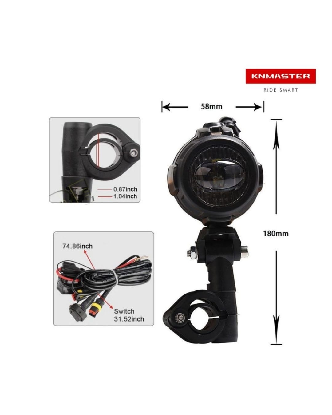 Knmaster Shark Y 20W 2600 Lümen Bmw Motosiklet Led Sis Farı Takımı