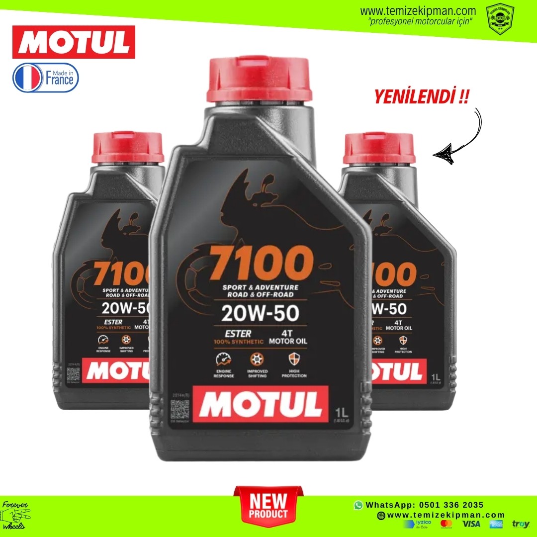 MOTUL 7100 YENİ SERİ 20W50 4T 1 LİTRE MOTOR YAĞI