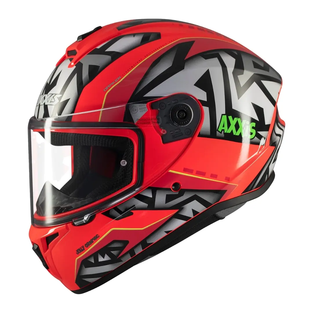 Axxis Draken S Jolly C5 Matt Red Fullface Motosiklet Kaskı + Dark