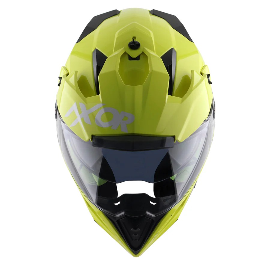 AXOR X-CROSS DUAL VISOR NEON SARI FULLFACE MOTOSİKLET KASKI