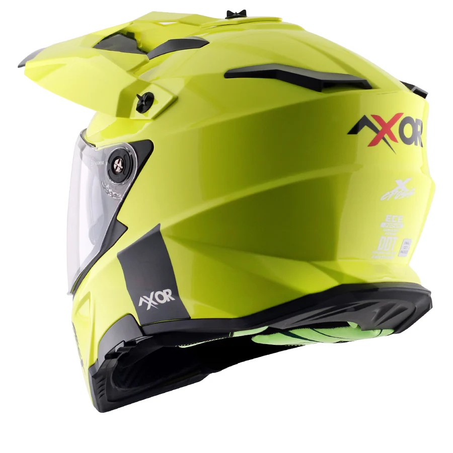 AXOR X-CROSS DUAL VISOR NEON SARI FULLFACE MOTOSİKLET KASKI