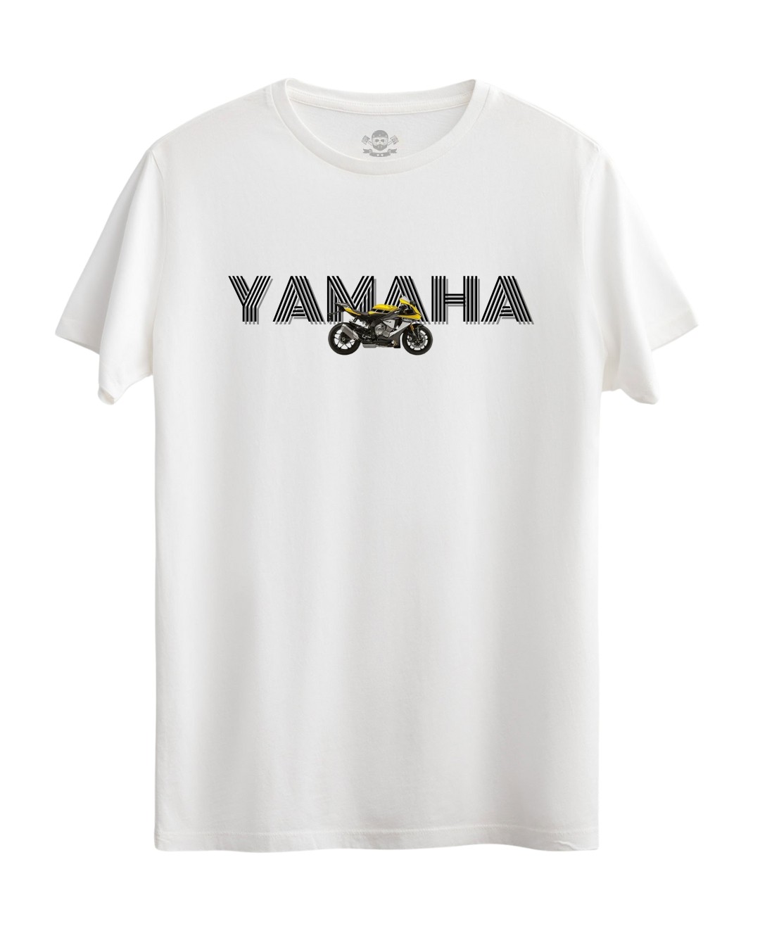 YAMAHA ÇİZGİ YAZILI %100 PAMUK RAHAT KESİM MOTOSİKLET TİŞÖRTÜ