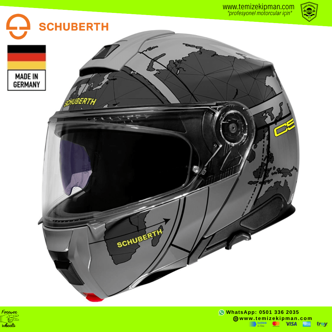 SCHUBERTH C5 GLOBE GREY ÇENE AÇILIR MOTOSİKLET KASKI + PINLOCK