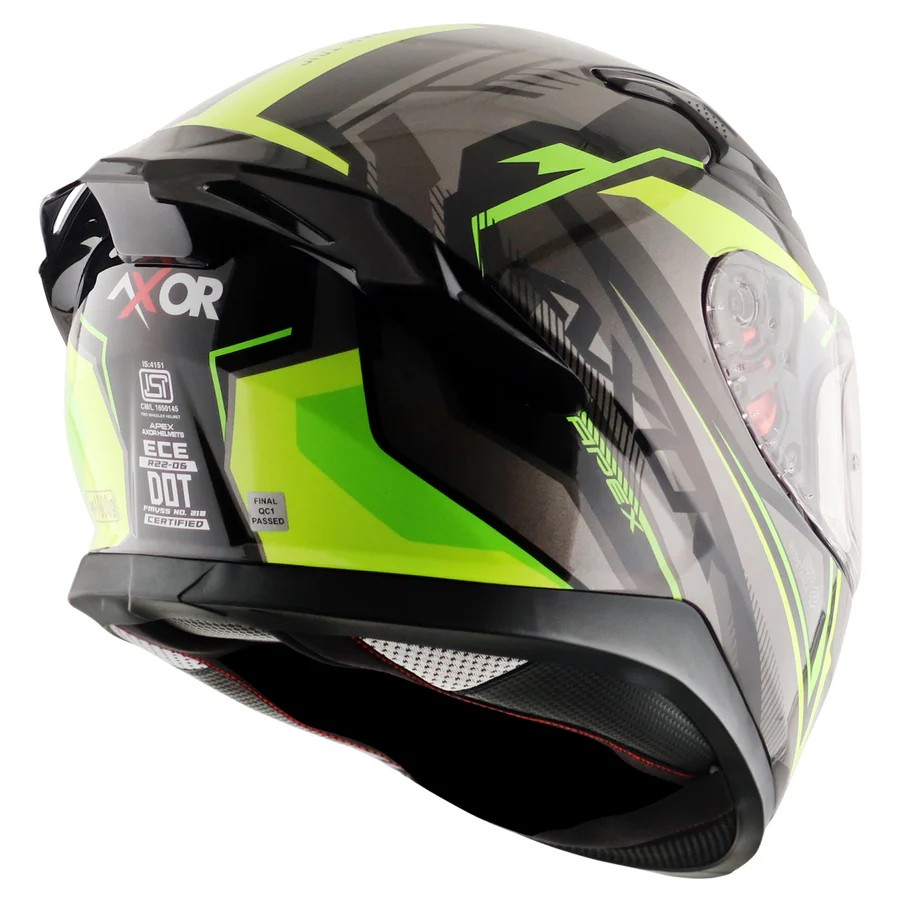 AXOR APEX ROADTRIP PARLAK GREY/NEON FULLFACE MOTOSİKLET KASKI