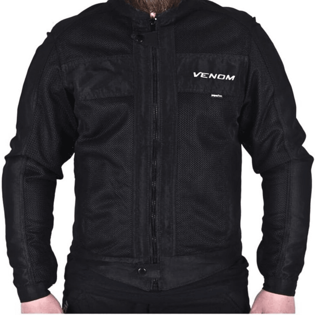 VENOM URBAN SİYAH YAZLIK MOTOSİKLET MONTU + IMPACTEC KORUMA SETİ