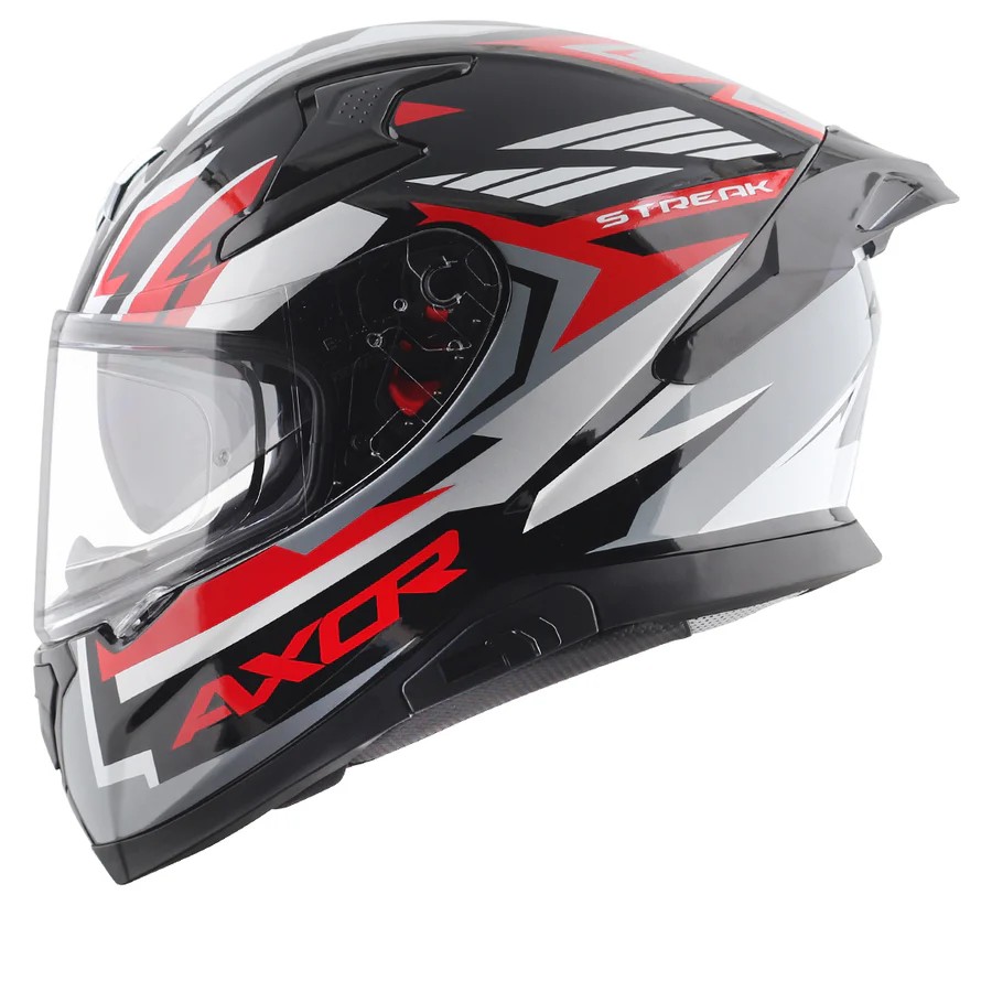 AXOR APEX STREAK PARLAK SİYAH/KIRMIZI FULLFACE MOTOSİKLET KASKI