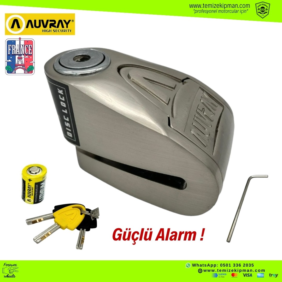 AUVRAY B-LOCK 06 STAINLESS STEEL ALARMLI ÇELİK MOTOSİKLET DİSK KİLİDİ