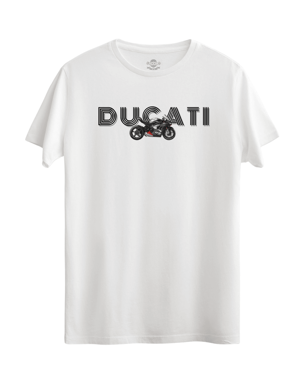 DUCATI ÇİZGİ YAZILI %100 PAMUK RAHAT KESİM MOTOSİKLET TİŞÖRTÜ