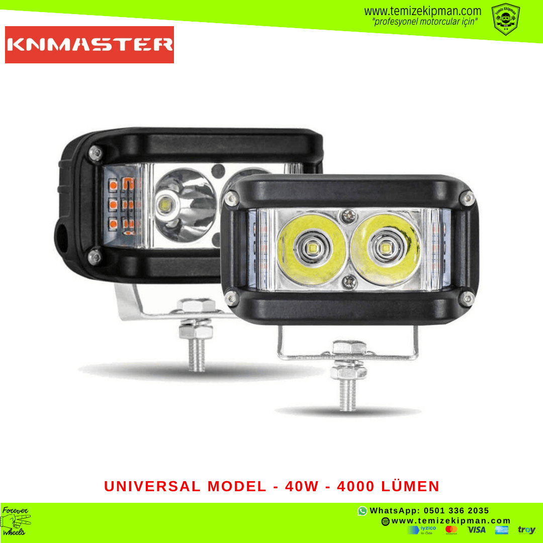 KNMASTER LİZARD 40W MOTOSİKLET LED SİS FARI TAKIMI