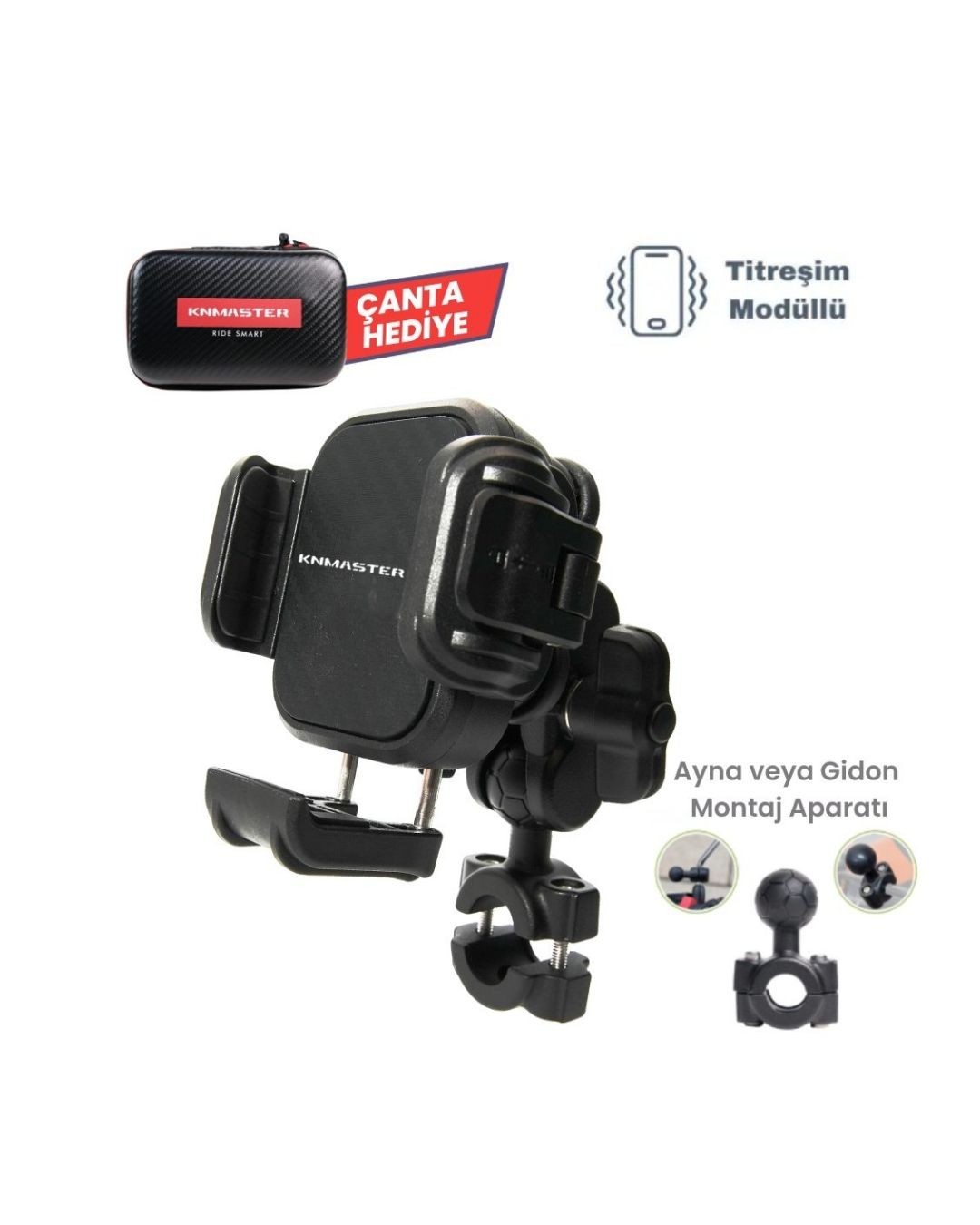 Knmaster Tt-870 Gidon Bağlantılı Titreşim Önleyicili Motosiklet Telefon Tutucu