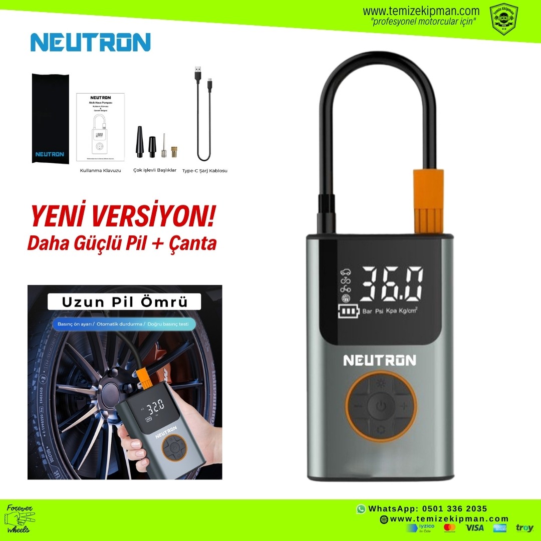 NEUTRON RECHARGEABLE COMPRESSOR SMART WIRELESS PUMP + LIGHTING + POWERBANK