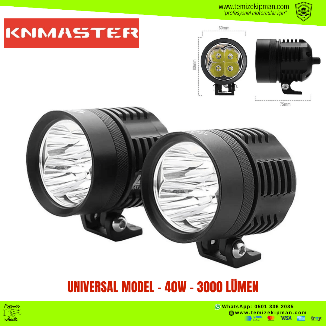 KNMASTER HUSKY 40W MOTOSİKLET LED SİS FARI TAKIMI