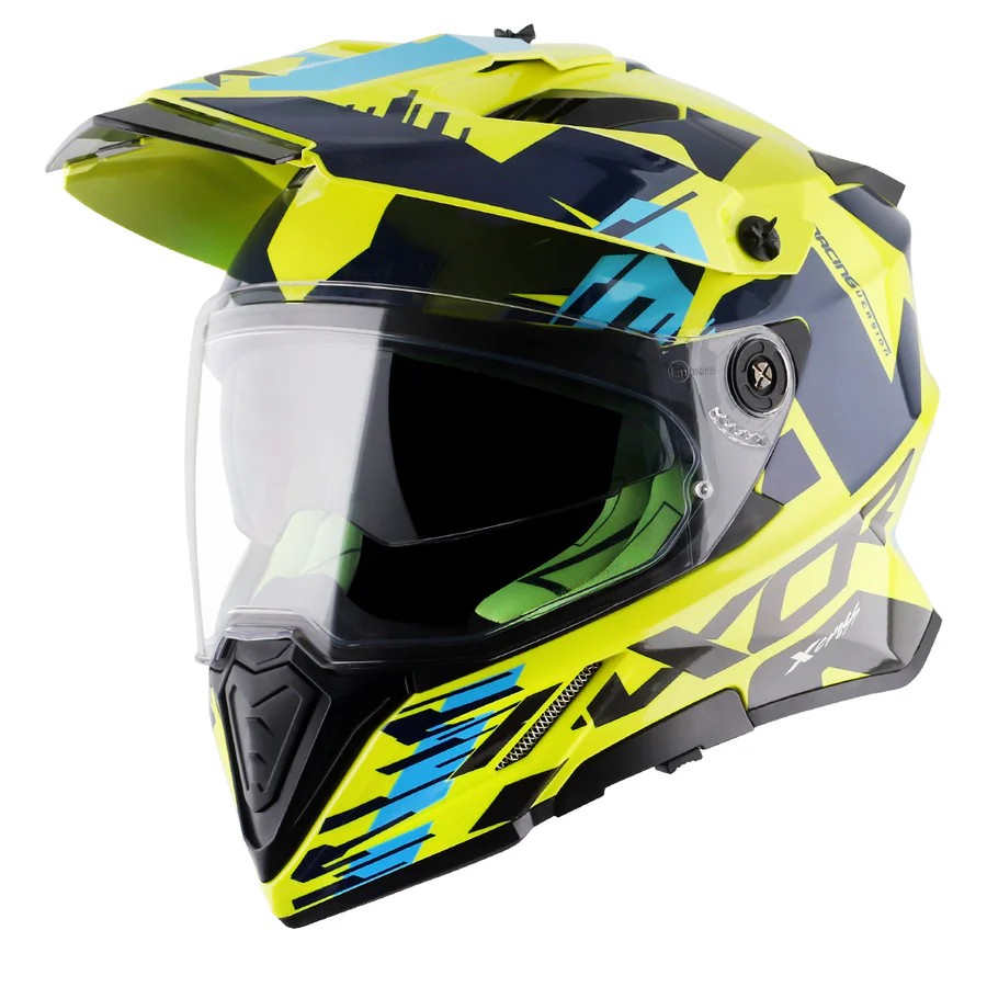 AXOR X-CROSS X1 DUAL VISOR NEON SARI/MAVİ FULLFACE MOTOSİKLET KASKI