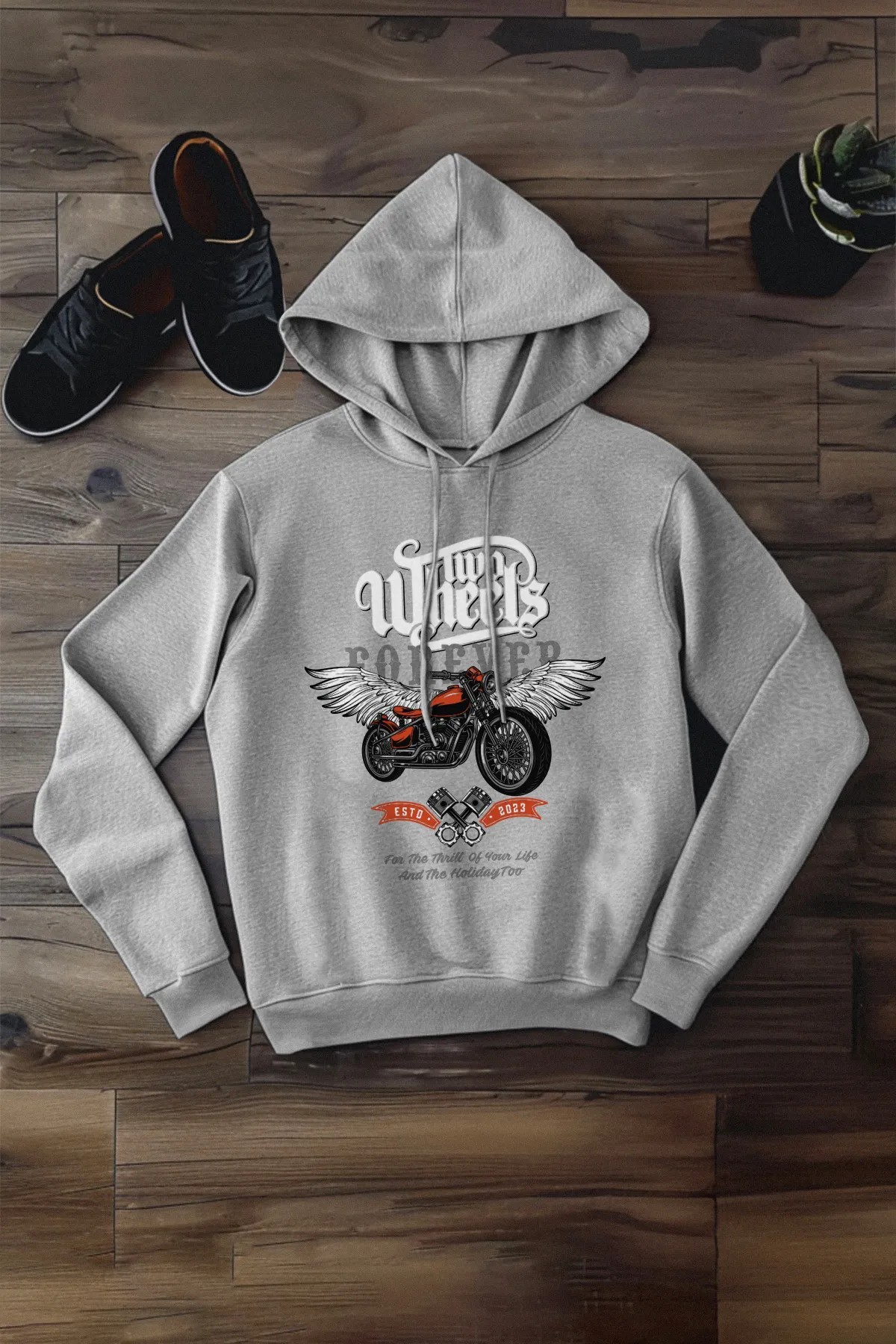 TWO WHEELS FOREVER KAPÜŞONLU OVERSIZE SWEATSHIRT