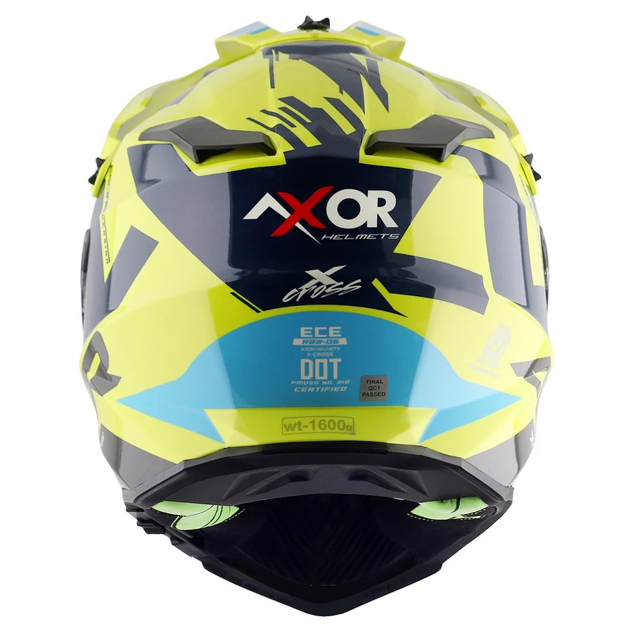 AXOR X-CROSS X1 DUAL VISOR NEON SARI/MAVİ FULLFACE MOTOSİKLET KASKI