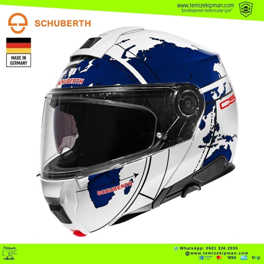 SCHUBERTH C5 GLOBE BLUE ÇENE AÇILIR MOTOSİKLET KASKI + PINLOCK