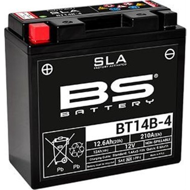 BS BATTERY MOTOSİKLET AKÜLERİ - YENİ ÜRETİM TARİHLİ - BT14B-4 - SLA