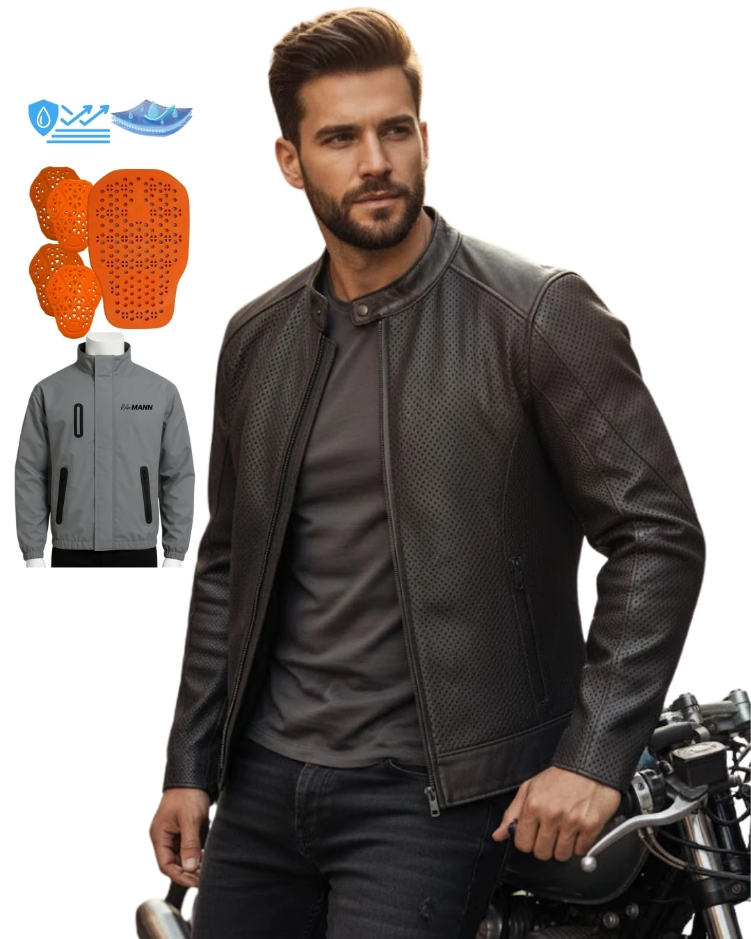 Mann Baretta Air Yarış Derisi Mont + Yağmurluk + D3O Level 2