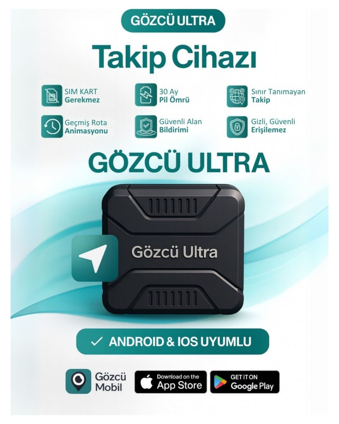 Gözcü Ultra Sim Kartsız Akıllı Takip Cihazı (Tag)
