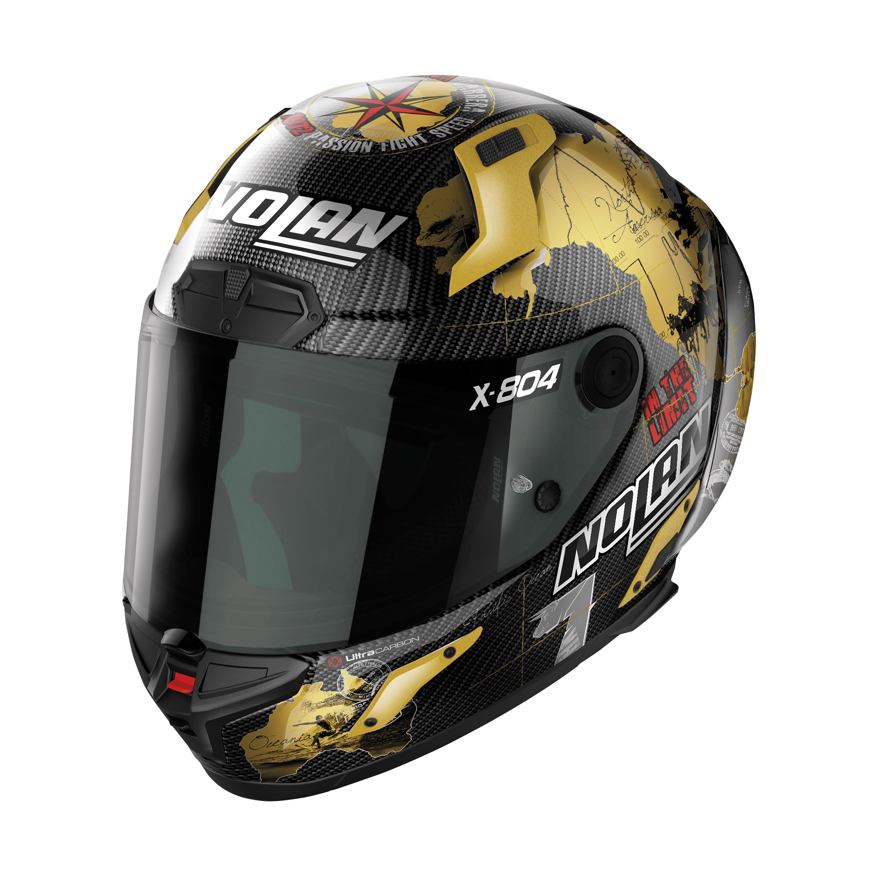 NOLAN X-804 ULTRA CARBON RS CHECA GOLD FULLFACE MOTOSİKLET KASKI + SİYAH VİZÖR + PINLOCK