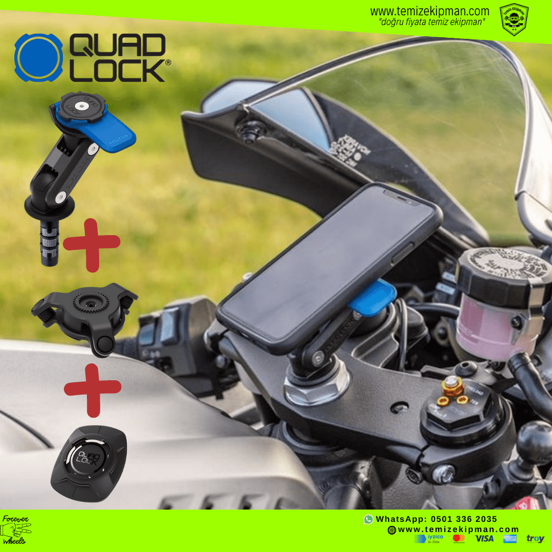 QUAD LOCK GİDON ÇATALI BAĞLANTILI (FORK STEM MOUNT) TİTREŞİM ÖNLEYİCİLİ TELEFON TUTUCU