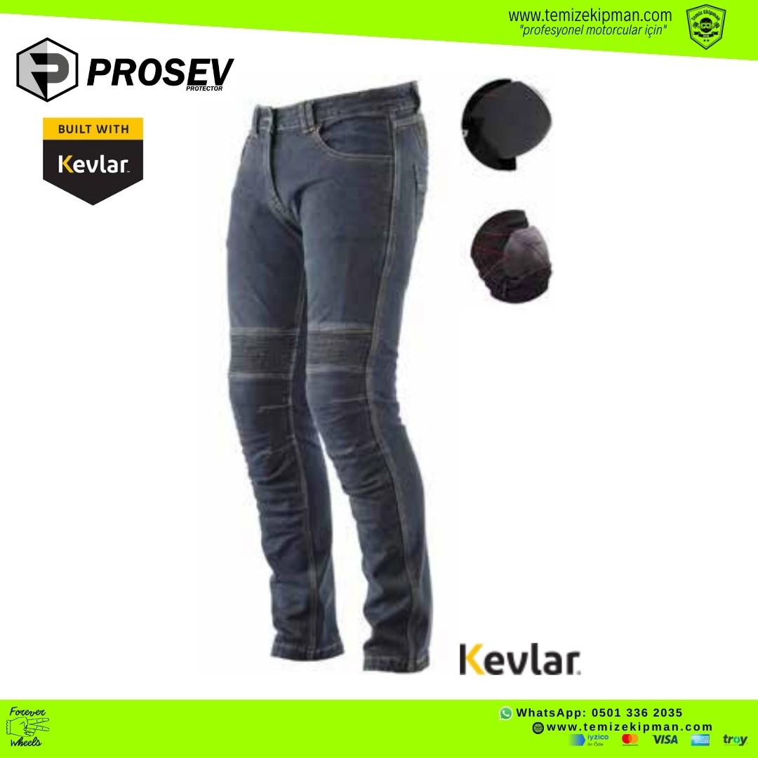 PROSEV BLUE KEVLAR MOTOSİKLET PANTOLONU YENİ SERİ