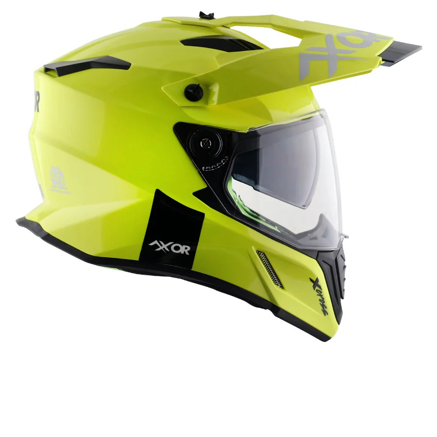 AXOR X-CROSS DUAL VISOR NEON SARI FULLFACE MOTOSİKLET KASKI