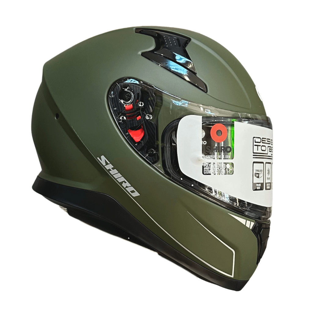 SHIRO KATANA MILITARY GREEN MAT YEŞİL GÜNEŞ VİZÖRLÜ FULLFACE MOTOSİKLET KASKI