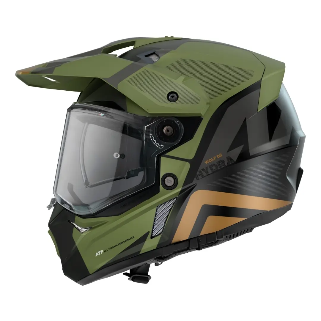 Axxis Wolf DS Hydra B6 Matt Green Terekli Fullface Motosiklet Kaskı