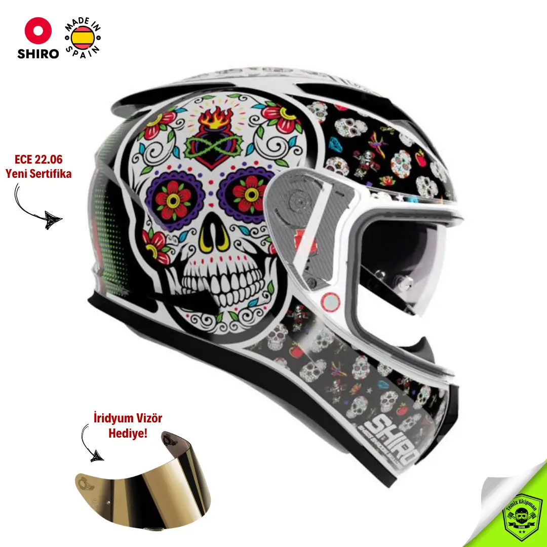 SHIRO SHADOW SKULLCANDY SH-605SV FULLFACE MOTOSİKLET KASKI +