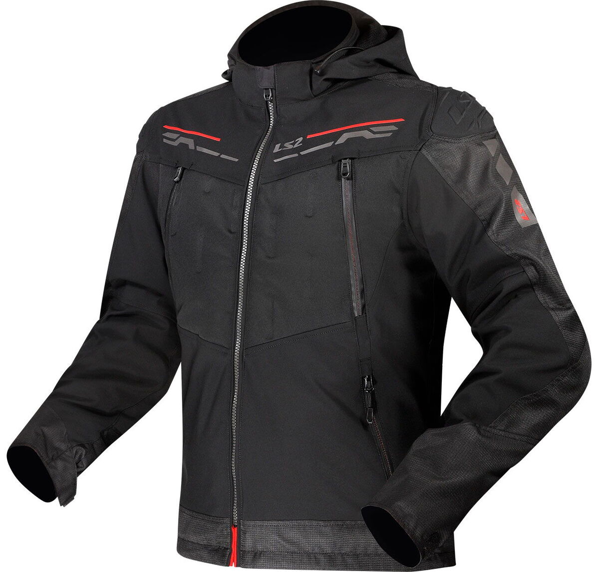 LS2 Zirconium Evo Softshell Siyah/Kırmızı Motosiklet Montu