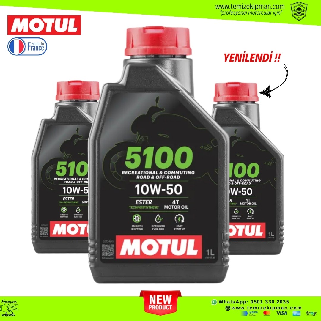 MOTUL YENİ SERİ 5100 10W50 4T 1 LİTRE MOTOR YAĞI