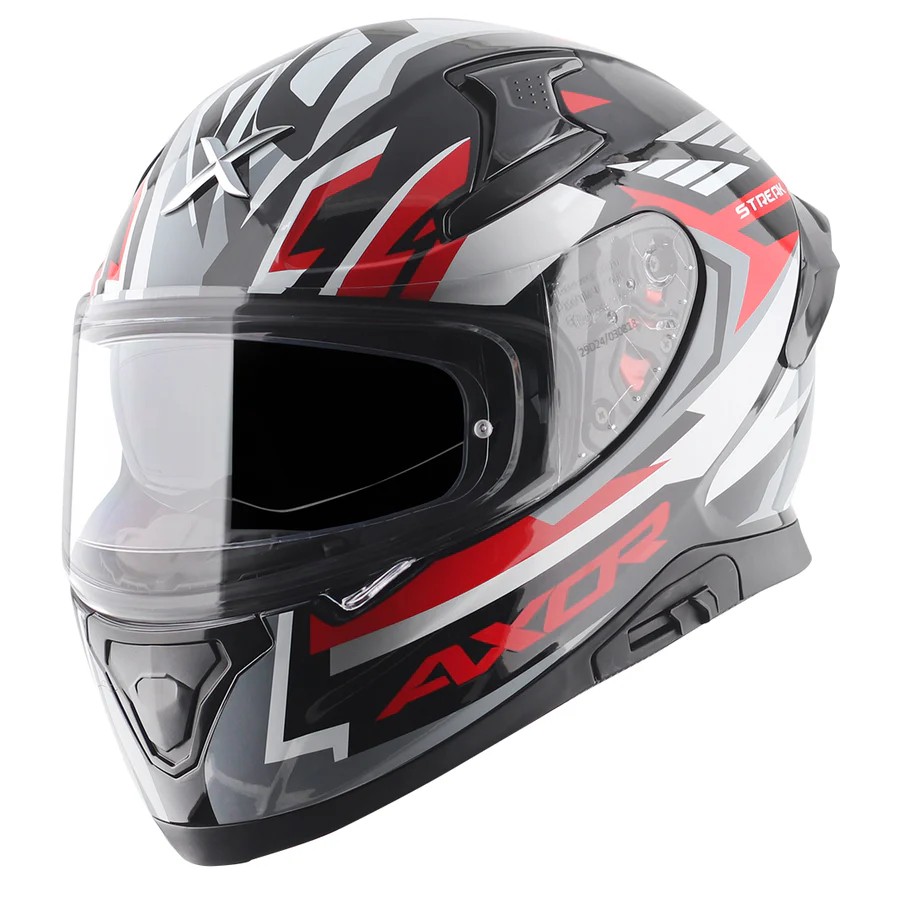 AXOR APEX STREAK PARLAK SİYAH/KIRMIZI FULLFACE MOTOSİKLET KASKI