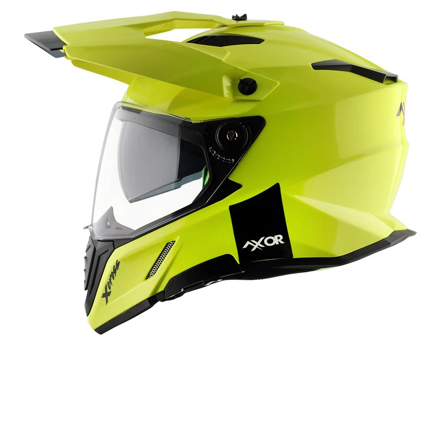 AXOR X-CROSS DUAL VISOR NEON SARI FULLFACE MOTOSİKLET KASKI